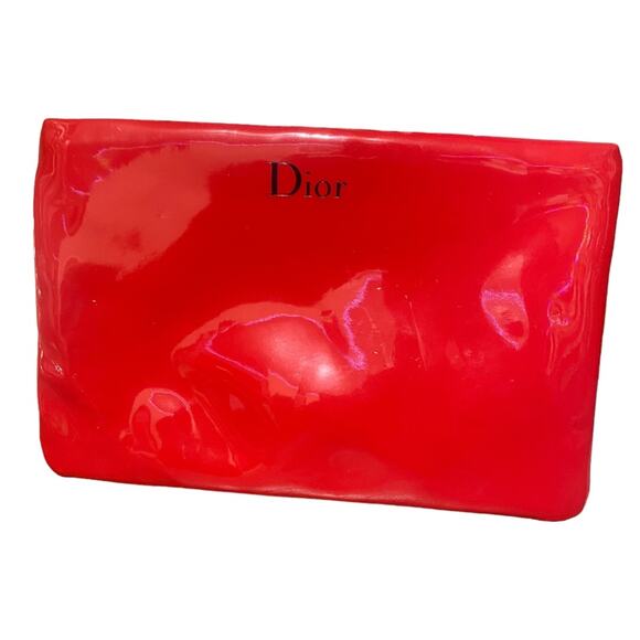 Dior red patent leather feel small cosmetic bag - NEW! - Picture 1 of 4